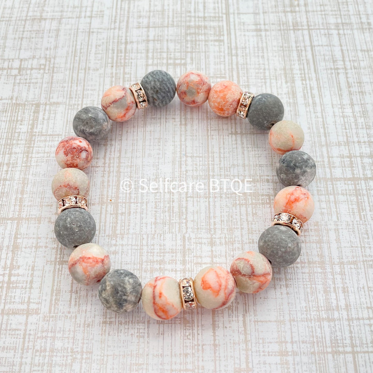 The Rosy Resilience: Natural Pink Jasper & Crystal Horizon Bracelet
