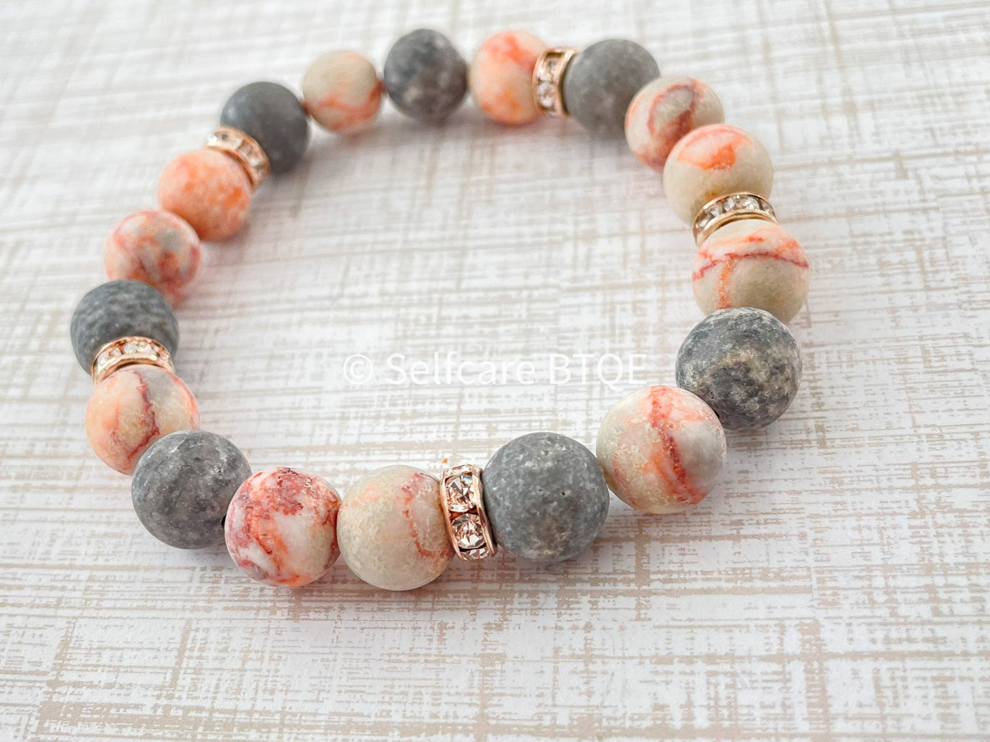 The Rosy Resilience: Natural Pink Jasper & Crystal Horizon Bracelet