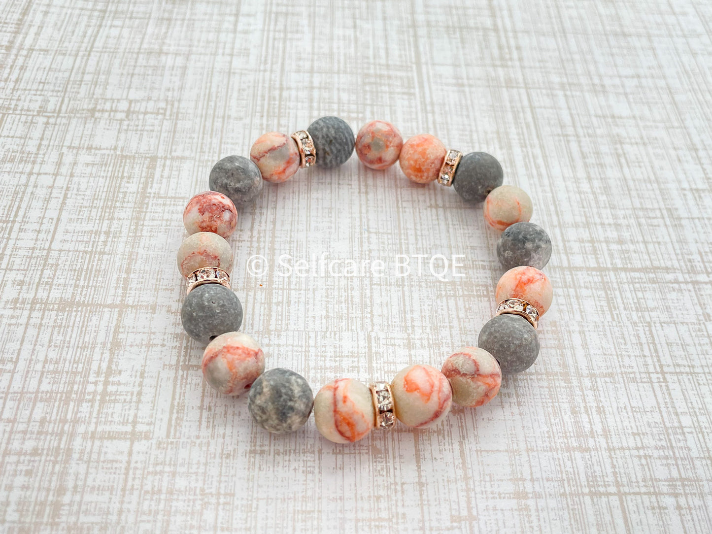 The Rosy Resilience: Natural Pink Jasper & Crystal Horizon Bracelet