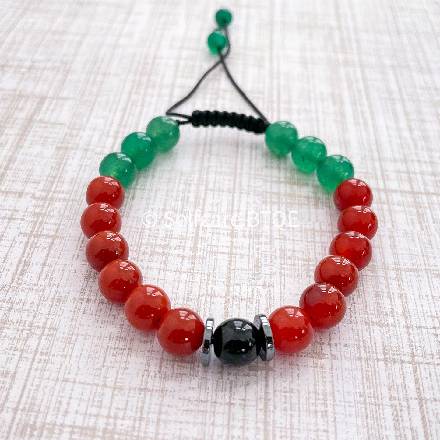 Stress Relief Beaded Bracelet with Carnelian, Green Aventurine, and Onyx stones | Mens | Women | 8mm