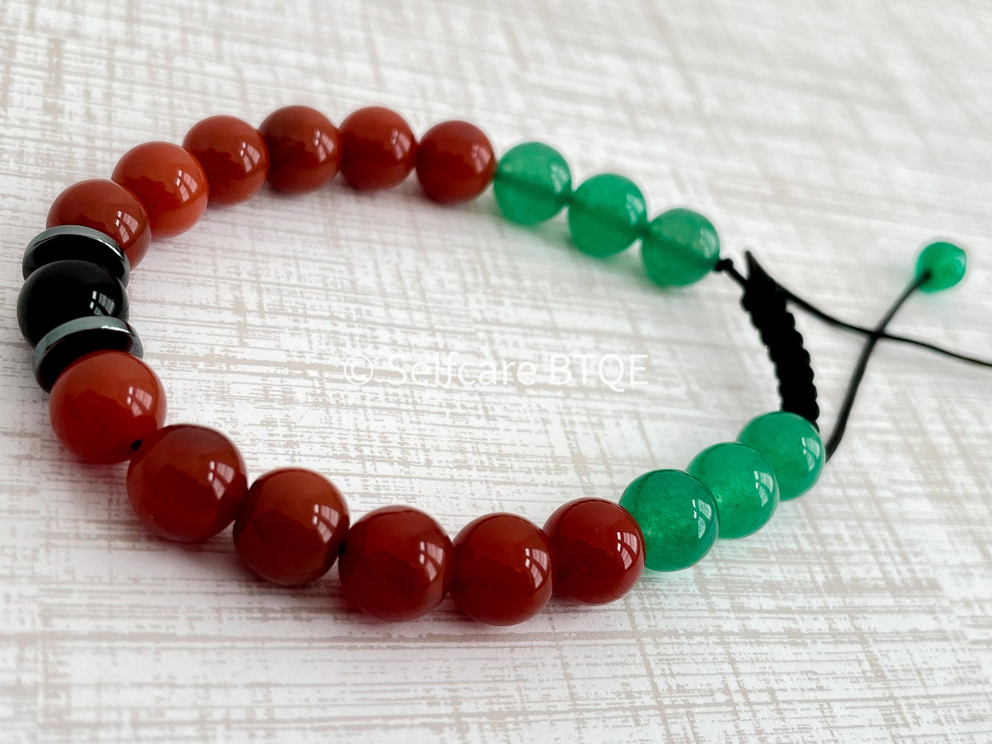 Stress Relief Beaded Bracelet with Carnelian, Green Aventurine, and Onyx stones | Mens | Women | 8mm