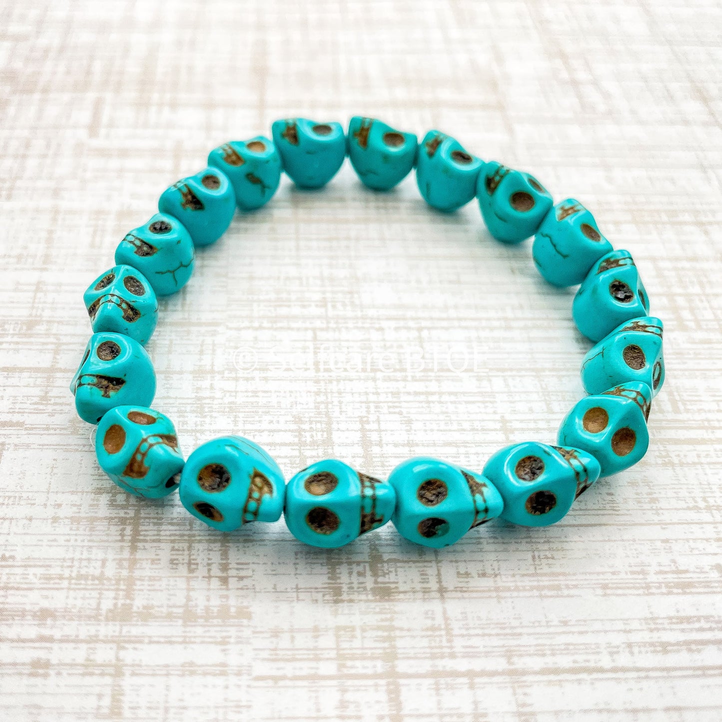 Skull Bracelet in Turquoise Stones | 8mm