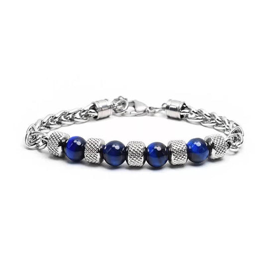 Blue Tiger's Eye Stainless Steel Bracelet | 8mm