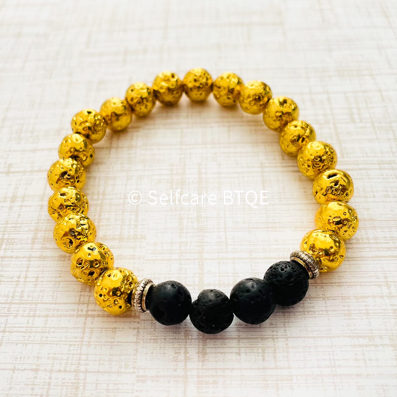 Gold-colored Volcanic Lava Stone Bracelet | 8mm