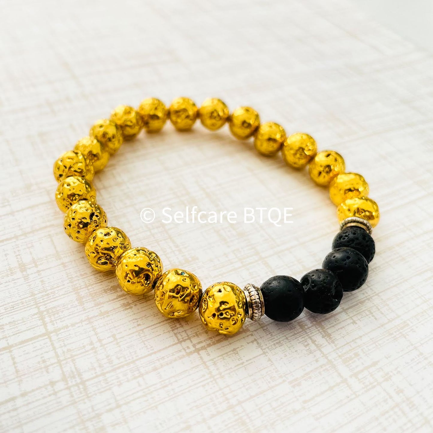 Gold-colored Volcanic Lava Stone Bracelet | 8mm