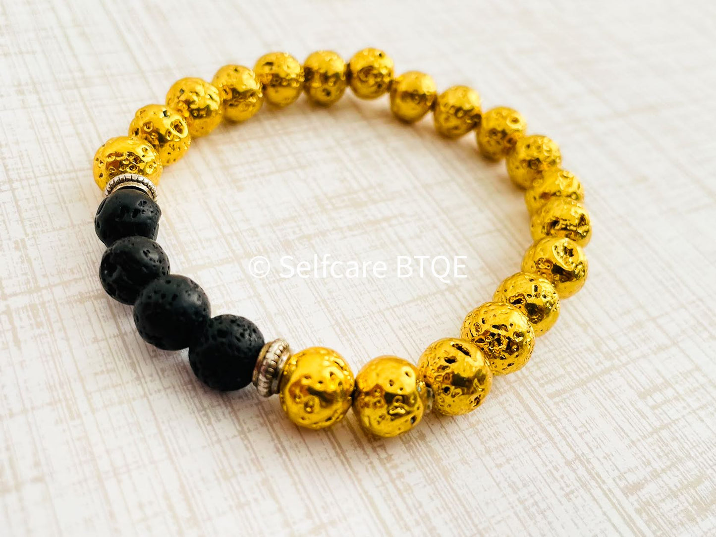 Gold-colored Volcanic Lava Stone Bracelet | 8mm