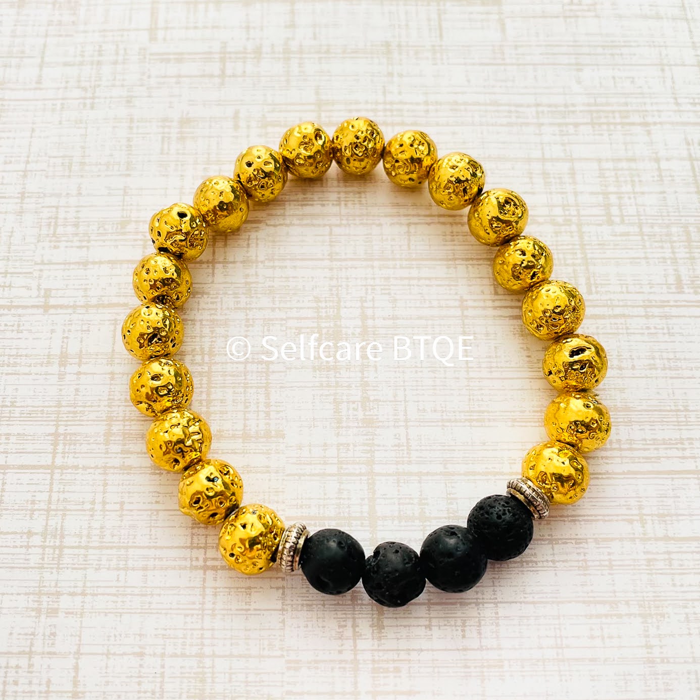 Gold-colored Volcanic Lava Stone Bracelet | 8mm