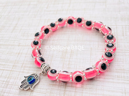 Evil Eye Bracelet | Mal de Ojo with Pink Beads