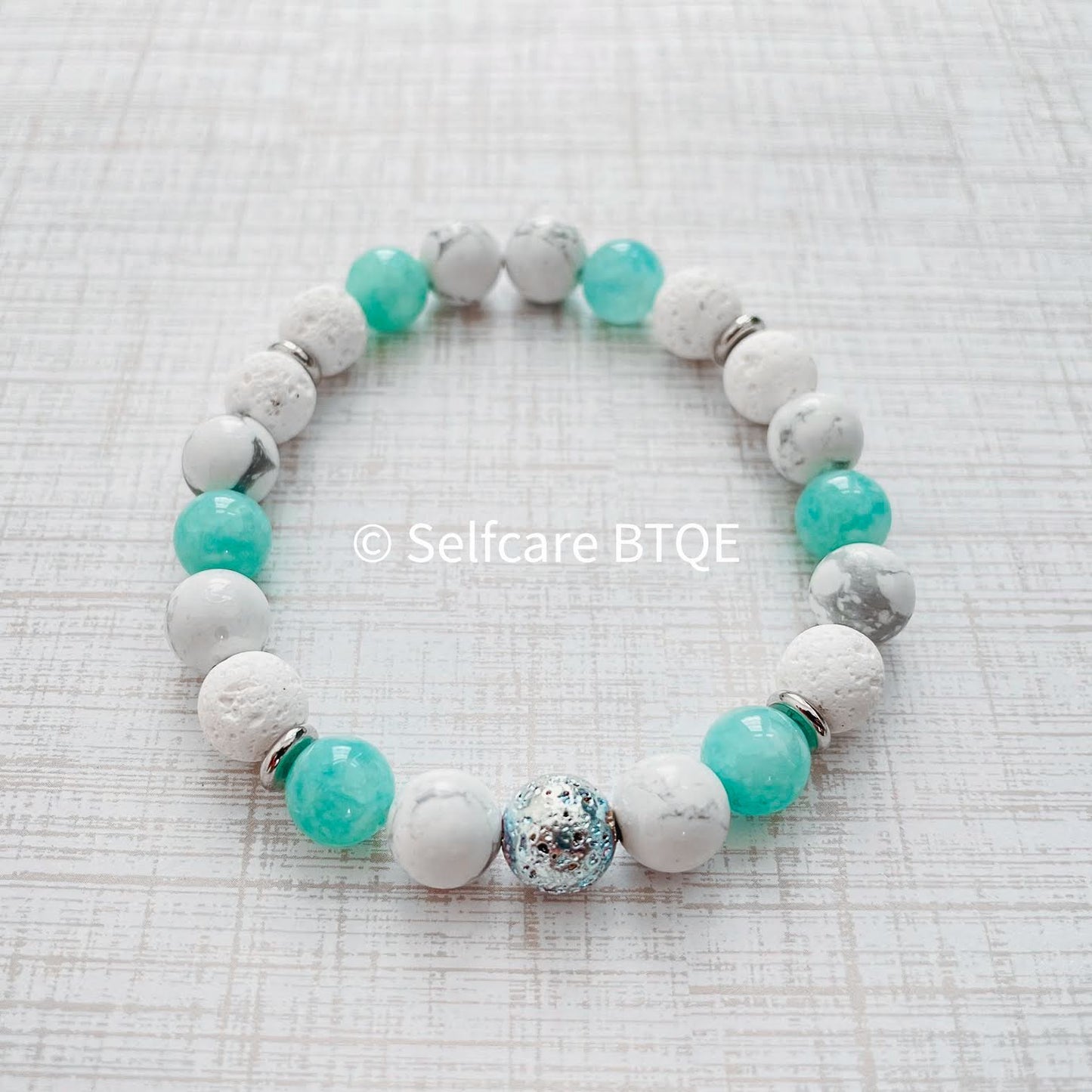 The Calm & Courage Bracelet | Howlite & Amazonite | Anxiety Relief · Patience · Clarity | 8mm