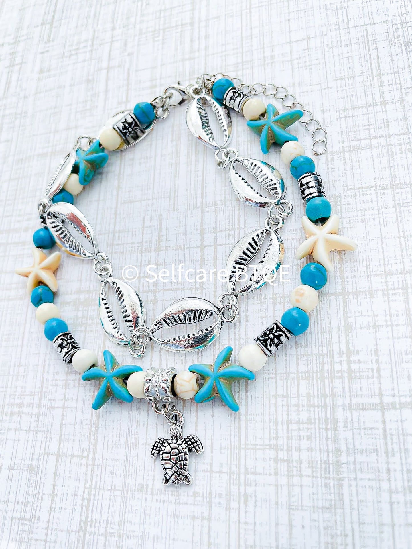 Turtle & Starfish Charm Bohemian Boho Anklet
