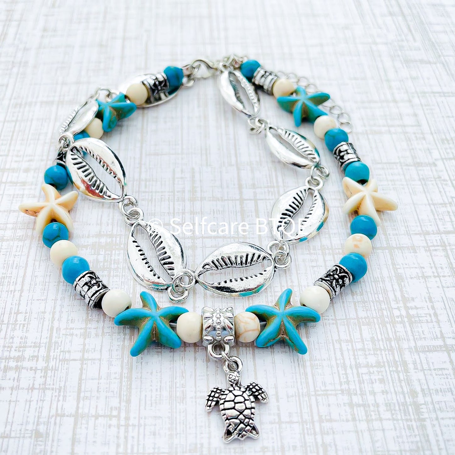 Turtle & Starfish Charm Bohemian Boho Anklet