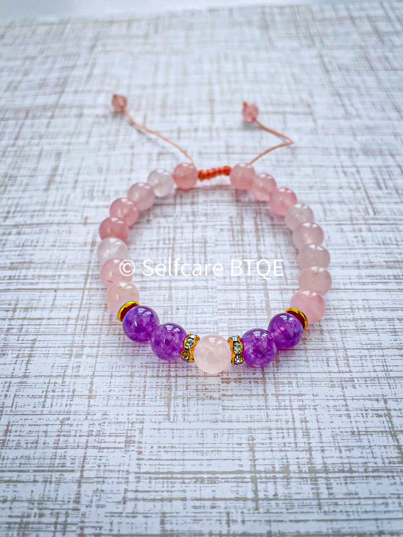 Rose Quartz & Amethyst Adjustable Stone Bracelet | 8mm