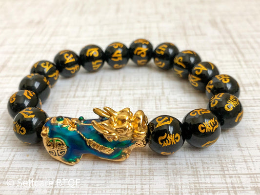 Feng Shui Color-Changing Pixiu Genuine Black Obsidian Lucky Wealth Bracelet