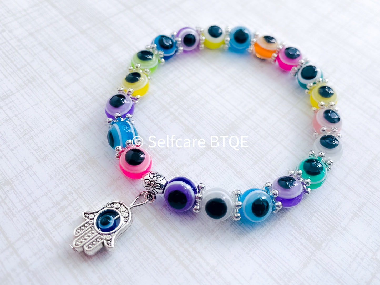 Evil Eye Bracelet | Mal de Ojo with Rainbow Beads
