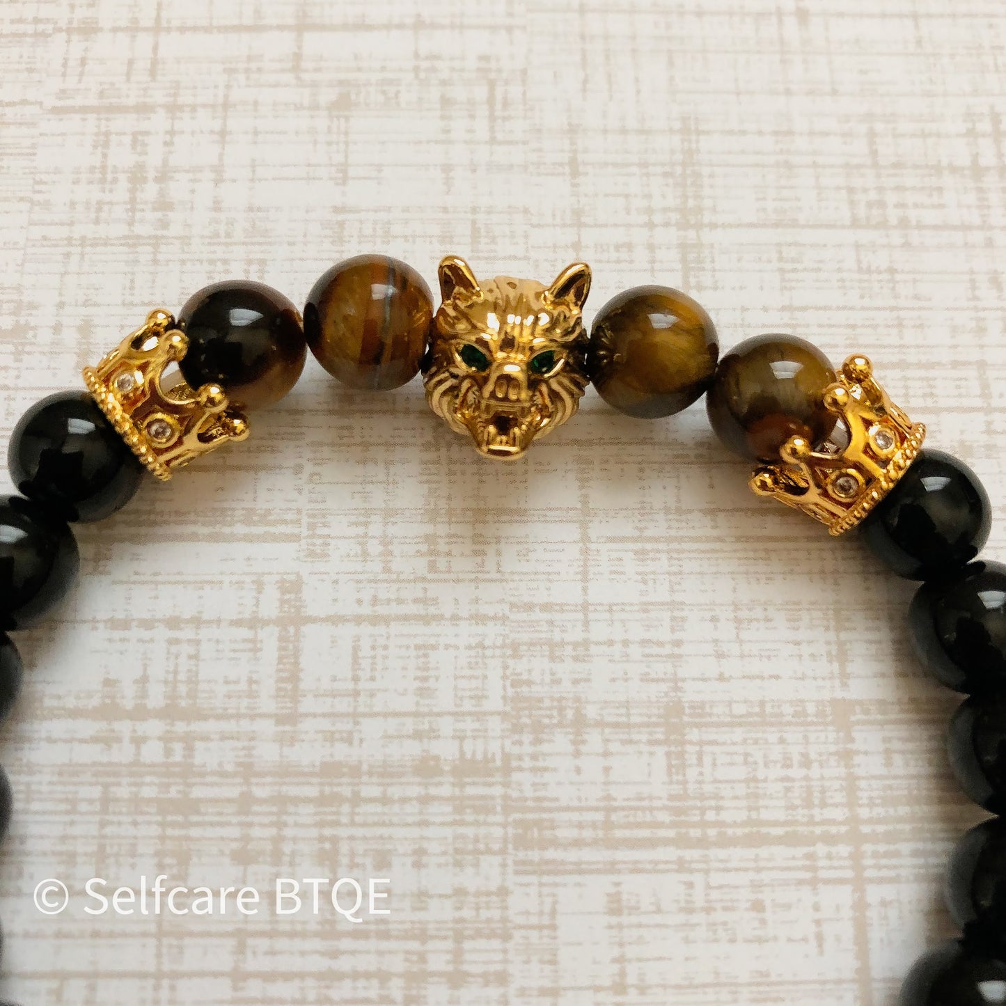 The Wolf - Pure Spirit Black Onyx Tiger Eye Stone Beaded Bracelet