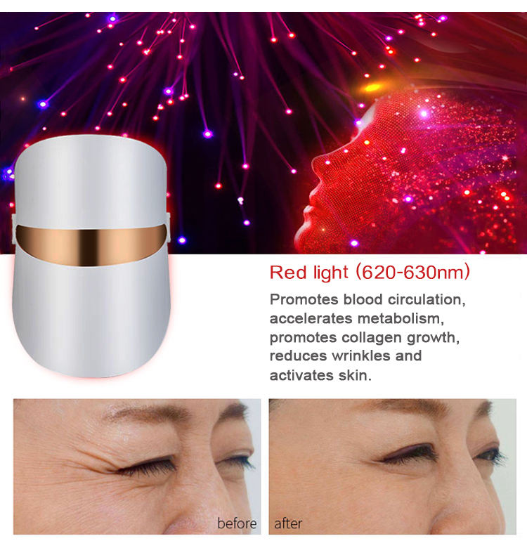 3 Color LED Light Therapy Facial Treatment Skin Rejuvenation Beauty Mask